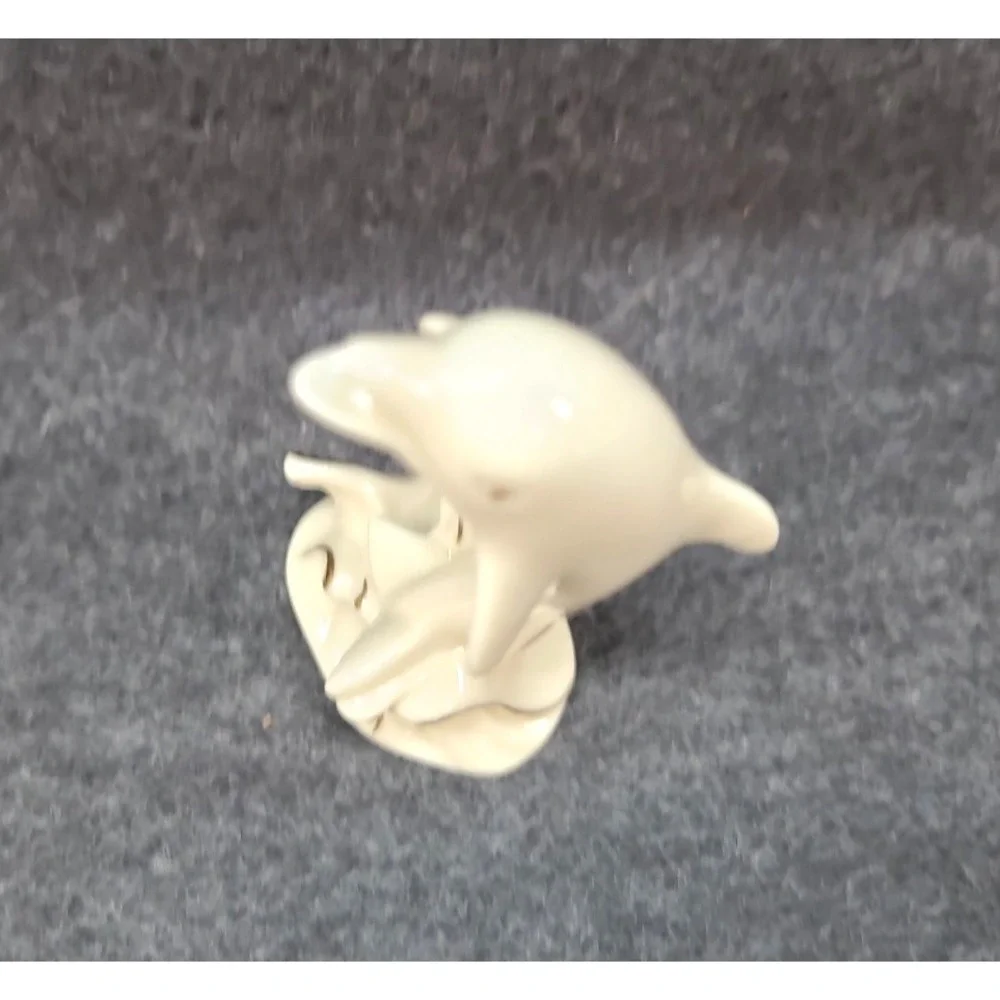 Lenox White Dolphin Porcelain Figurine 24K Gold Trim Elegant Ocean Collectible